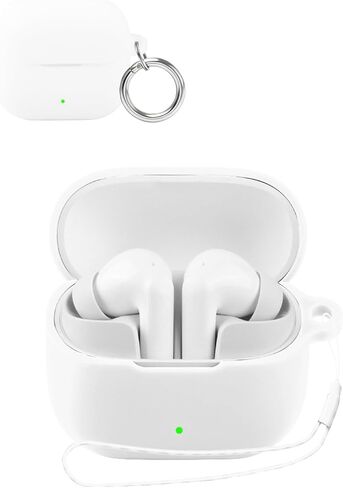 for Baseus Bass BP1 NC Earbuds Case Protective, Soft Silicone Shock-Absorbing Design, Includes Keychain and Lanyard, Does Not Affect Charging, White in Saudi Arabia
