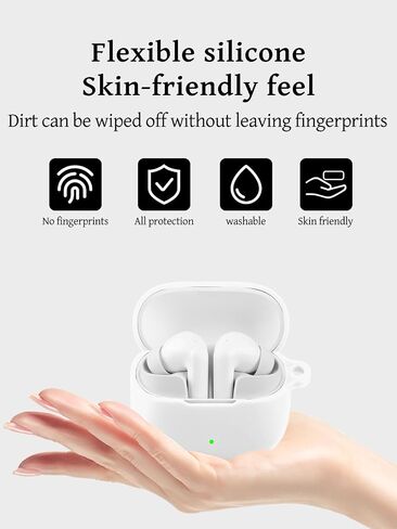 for Baseus Bass BP1 NC Earbuds Case Protective, Soft Silicone Shock-Absorbing Design, Includes Keychain and Lanyard, Does Not Affect Charging, White in Saudi Arabia