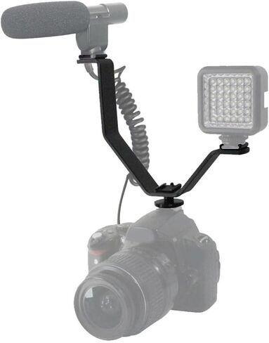 V Shape Triple Mount Bracket with 3 Flash Shoe Adapters Black Metal in Kuwait