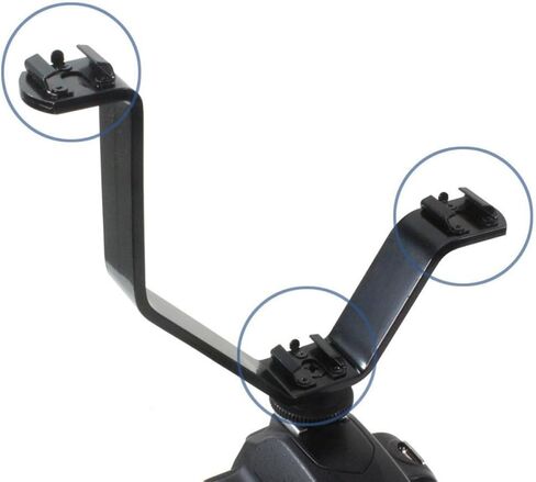 V Shape Triple Mount Bracket with 3 Flash Shoe Adapters Black Metal in Kuwait