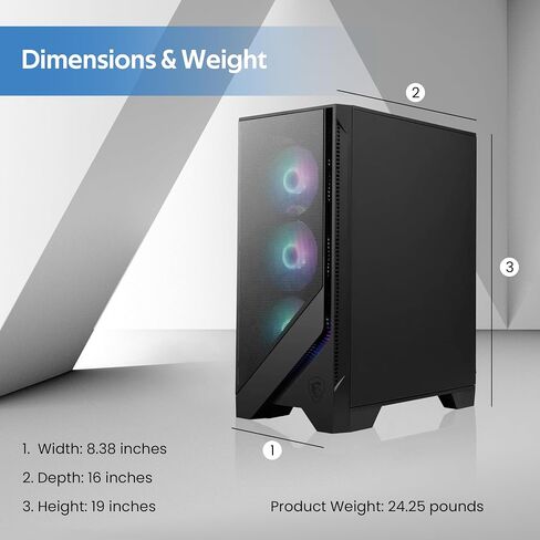 msi Codex R2 AI Gaming Desktop, Intel Core Ultra 7 265, 32GB DDR5 RAM, 3TB Storage (2TB NVMe SSD&1TB Docking Station), RTX 5060 Ti 8GB GDDR7, RGB Cooling, Keyboard & Mouse, Wi-Fi 6E, Win 11, Black in Kuwait