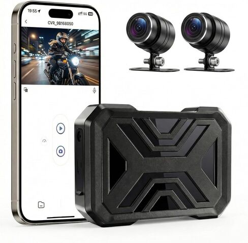 1920×1080p Motorcycle Dash Cam, Front and Rear Dash Cam for Motorcycle, WiFi App Connect, 24-Hour Parking Mode, G-Sensor, Loop Recording, IP67 Waterproof, Night Vision Max Support 128 GB in Saudi Arabia