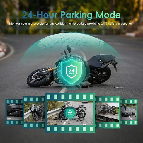 1920×1080p Motorcycle Dash Cam, Front and Rear Dash Cam for Motorcycle, WiFi App Connect, 24-Hour Parking Mode, G-Sensor, Loop Recording, IP67 Waterproof, Night Vision Max Support 128 GB in Saudi Arabia