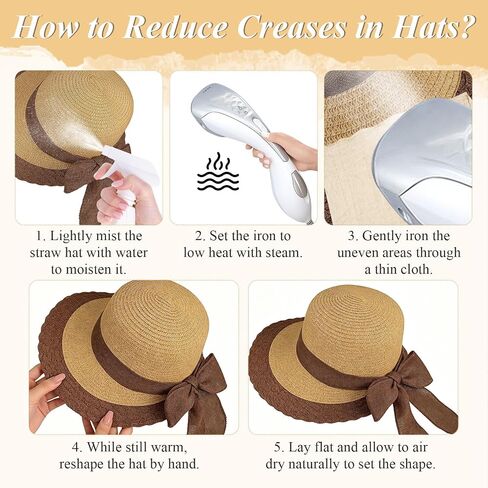 Sun Hats for Women, Packable Beach Straw Hats with Bow and Windproof Rope, Foldable Wide Brim Summer Hat for Outdoor in Saudi Arabia