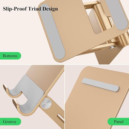 Minthouz Tablet Stand, Multi-Angle Adjustable Tablet Holder, Aluminum iPad Stand Compatible with iPhone 17 16 15 14 13 Pro Max Mini, 12 11 XR X8 Plus SE, Smartphone (Gold) in Saudi Arabia