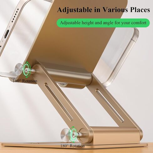 Minthouz Tablet Stand, Multi-Angle Adjustable Tablet Holder, Aluminum iPad Stand Compatible with iPhone 17 16 15 14 13 Pro Max Mini, 12 11 XR X8 Plus SE, Smartphone (Gold) in Saudi Arabia