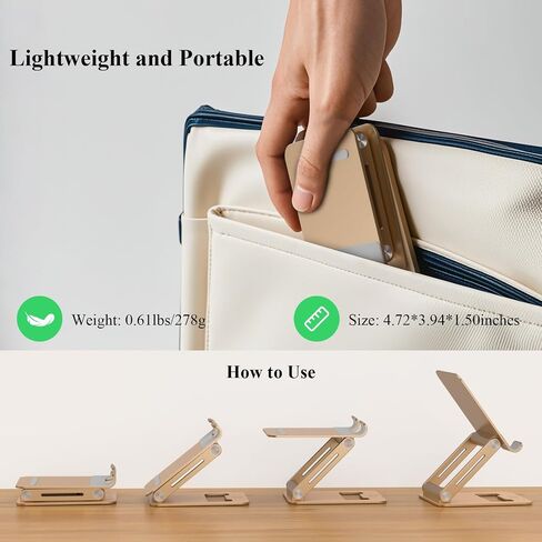 Minthouz Tablet Stand, Multi-Angle Adjustable Tablet Holder, Aluminum iPad Stand Compatible with iPhone 17 16 15 14 13 Pro Max Mini, 12 11 XR X8 Plus SE, Smartphone (Gold) in Saudi Arabia