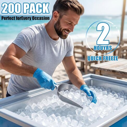 202 Pcs Reusable Ice Cubes for Coolers, BPA Free Refreezable Plastic Ice Cubes with Storage Bag for Drinks Whiskey Coffee Bars Outdoor Party Baths Enthusiasts in Saudi Arabia