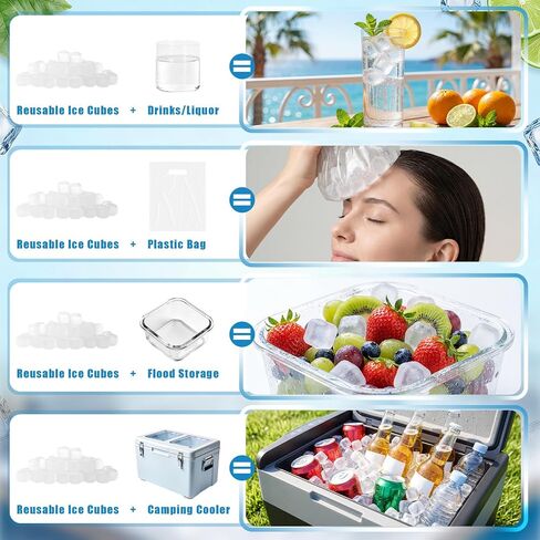 202 Pcs Reusable Ice Cubes for Coolers, BPA Free Refreezable Plastic Ice Cubes with Storage Bag for Drinks Whiskey Coffee Bars Outdoor Party Baths Enthusiasts in Saudi Arabia