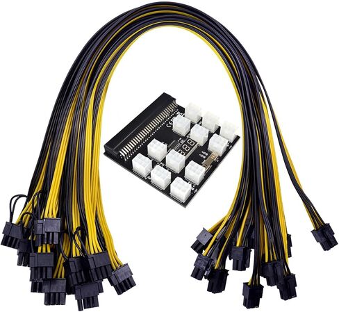 Power Module Breakout Board Kits with 12pcs 17pcs 18AWG 6Pin to 6+2 8Pin Power Cable for HP 1200W 750W PSU Video Card(Gold) in Saudi Arabia