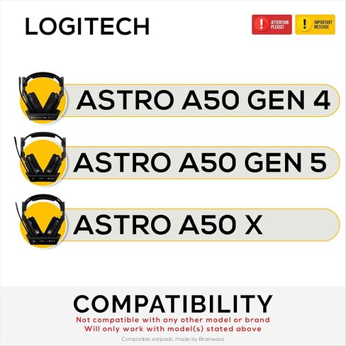 Hybrid Earpads for Logitech Astro A50 GEN4, A50 GEN5 and A50X Headsets. Cooling Gel Gaming Cushions with Super Soft Fabric & Thick Memory Foam, Additional Comfort By Brainwavz in Kuwait