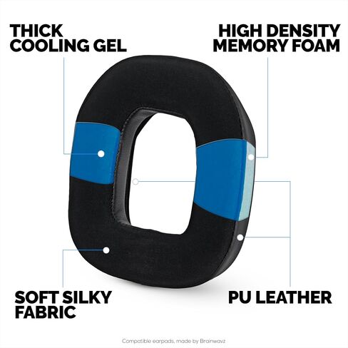 Hybrid Earpads for Logitech Astro A50 GEN4, A50 GEN5 and A50X Headsets. Cooling Gel Gaming Cushions with Super Soft Fabric & Thick Memory Foam, Additional Comfort By Brainwavz in Kuwait