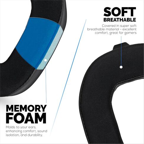 Hybrid Earpads for Logitech Astro A50 GEN4, A50 GEN5 and A50X Headsets. Cooling Gel Gaming Cushions with Super Soft Fabric & Thick Memory Foam, Additional Comfort By Brainwavz in Kuwait
