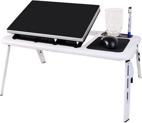 Foldable Laptop Tray Desk with Dual Fans and Mouse Platform in Kuwait