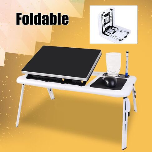 Foldable Laptop Tray Desk with Dual Fans and Mouse Platform in Kuwait
