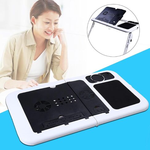 Foldable Laptop Tray Desk with Dual Fans and Mouse Platform in Kuwait