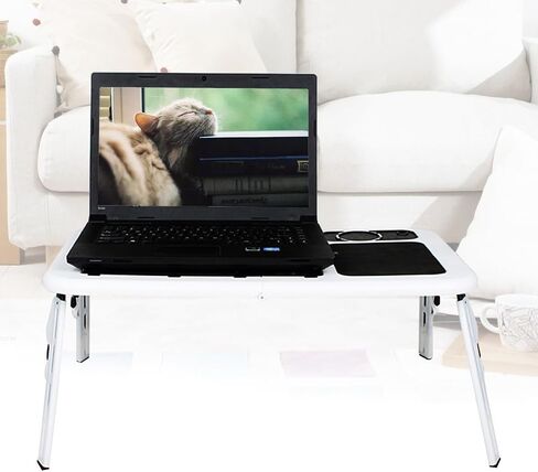 Foldable Laptop Tray Desk with Dual Fans and Mouse Platform in Kuwait