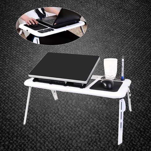 Foldable Laptop Tray Desk with Dual Fans and Mouse Platform in Kuwait
