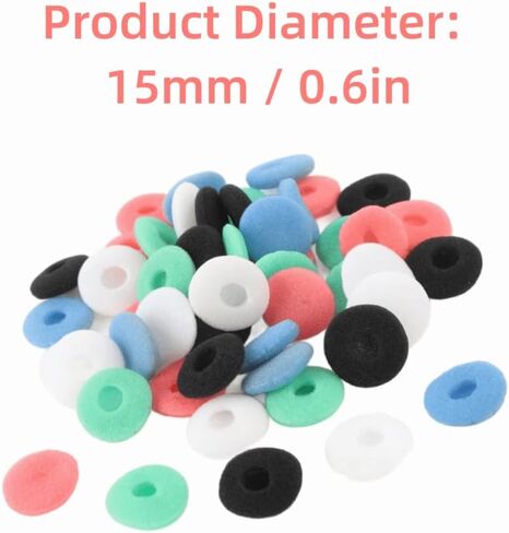 50 Pcs 15mm / 0.6in Noise Isolation Sponge Replacement Covers Soft Foam Earpad Ear Bud Pad Earbud Sponge Covers for Tablet Earphone in Saudi Arabia
