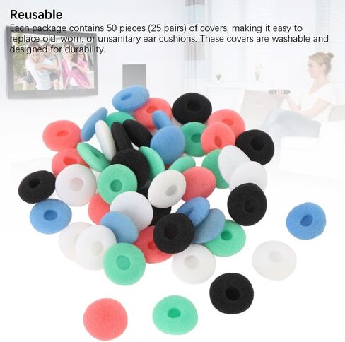 50 Pcs 15mm / 0.6in Noise Isolation Sponge Replacement Covers Soft Foam Earpad Ear Bud Pad Earbud Sponge Covers for Tablet Earphone in Saudi Arabia