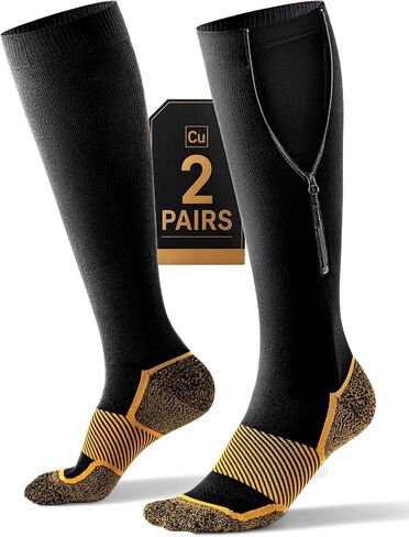 2 Pairs Easy On Zipper Compression Socks 20-30 mmHg for Women & Men (YKK Zipper) - Medical Support Socks for Circulation, Swelling, Edema, Varicose Veins & Recovery in Saudi Arabia