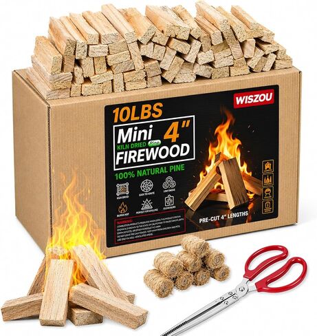 Mini Fire Stick Kit with Fire Starter & Tongs, 4'' Kiln-Dried Pine Firewood in Saudi Arabia