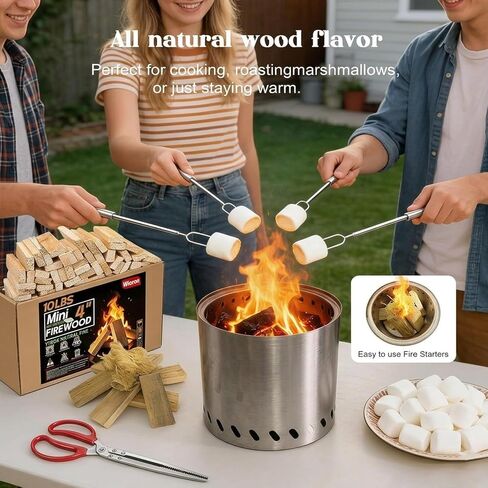 Mini Fire Stick Kit with Fire Starter & Tongs, 4'' Kiln-Dried Pine Firewood in Saudi Arabia
