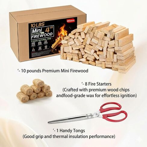 Mini Fire Stick Kit with Fire Starter & Tongs, 4'' Kiln-Dried Pine Firewood in Saudi Arabia