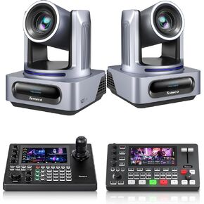 Tenveo NDI PTZ Camera Bundle/Kits, 20X AI Auto Tracking NDI SDI/HDMI/USB3.0/LAN(PoE) PTZ Camera(*2), NDI PTZ Joystick Controller and 4K HDMI + SDI Video Switcher Mixer for Video Production Live Event in Saudi Arabia