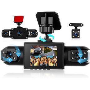 4 Channel 360° Dash Cam Front and Rear Inside Left Right, 2 Inch Dash Camera for Cars, Built-in Night Vision, Sensitive Motion Detection 24/7 Recording Parking Mode Monitor Reversing Help in Saudi Arabia