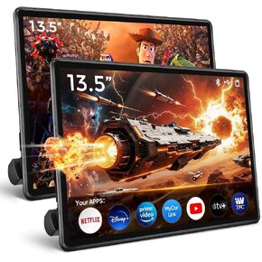 13.5" Android Headrest Monitor Screen Portable Car TV Supports Phone MirrorLink/HDMI in OUT/5G WiFi/Bluetooth/USB Rear Seat Entertainment Video Player 4G Ram+64G ROM 2PCS in Saudi Arabia