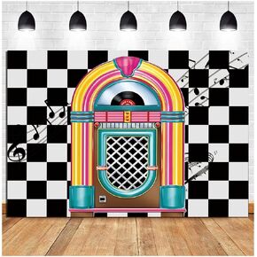 HQM Back to 50's Sock Hop Photography Banner Birthday Rock Roll 50's 60's Hop Party Photo Background Retro Diner Time Classic Backdrop 71x47.2 Inch Supplies in Saudi Arabia