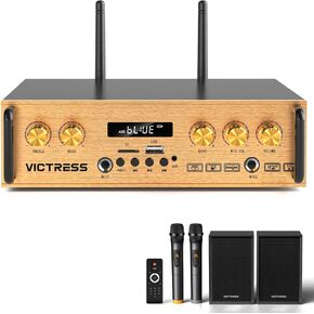 Bluetooth Home Audio Amplifier, with 2 Speakers&2 UHF Mics,200W Power-Black in Saudi Arabia