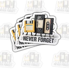 3Pcs Cassette Never Forget Sticker Funny Vintage Retro Tech Floppy Disk in Saudi Arabia