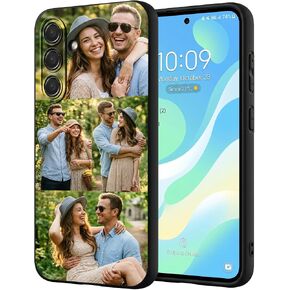 حافظة هاتف مخصصة مخصصة لهاتف Samsung Galaxy S26 S25 S24 S23 S22 FE Plus Ultra A73 A72 A70 A57 A56 A55 A54 A53 A52 A36 A35 A34 A33 A32 A26 A25 A24 A17، حافظة سوداء ناعمة مخصصة (1 صورة ونص) in Kuwait