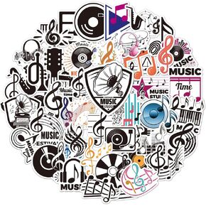 50 PCS Waterproof Retro Music Note Vinyl Stickers Pack in Saudi Arabia