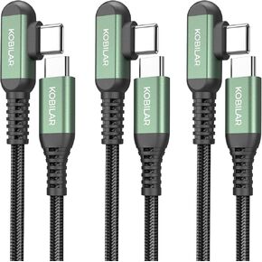 USB C to USB C Cable, Type C Charger Cord Right Angle, Fast Charger USB-C 90 Degree for iPhone 17/16 Pro Max Plus, iPad Pro, Type C Cable for Samsung S25 S24 S23 (3pack-1.5+5+10ft) in Saudi Arabia