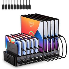 20-Port 270W Charging Station for Multiple Devices with 10 Charging Cables in Saudi Arabia