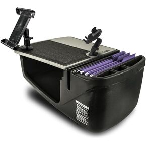 مكتب السيارة GripMaster ذو الكفاءة من AutoExec لمحطة عمل سيارتك ومكتبك المحمول، رمادي مع عاكس طاقة 400 واط، حامل للهاتف وحامل للكمبيوتر اللوحي in Kuwait
