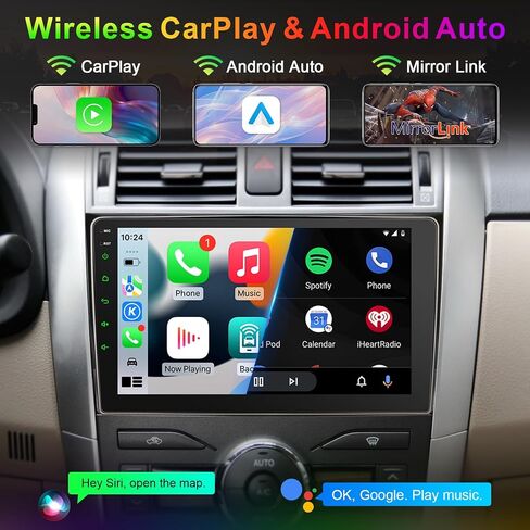 Car Radio Stereo for Toyota Corolla 2009 2010 2011 2012 2013, 9 Inch Touch Screen Wireless CarPlay Android Auto, GPS AM FM Radio/SWC Bluetooth Linux in Kuwait