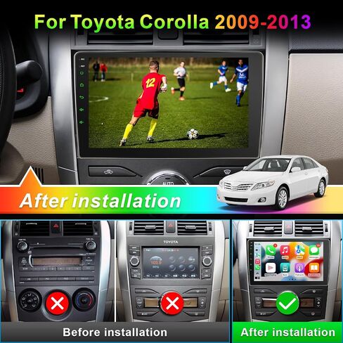 Car Radio Stereo for Toyota Corolla 2009 2010 2011 2012 2013, 9 Inch Touch Screen Wireless CarPlay Android Auto, GPS AM FM Radio/SWC Bluetooth Linux in Kuwait