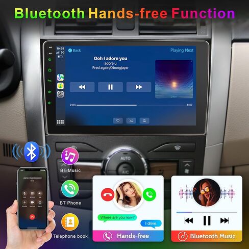 Car Radio Stereo for Toyota Corolla 2009 2010 2011 2012 2013, 9 Inch Touch Screen Wireless CarPlay Android Auto, GPS AM FM Radio/SWC Bluetooth Linux in Kuwait