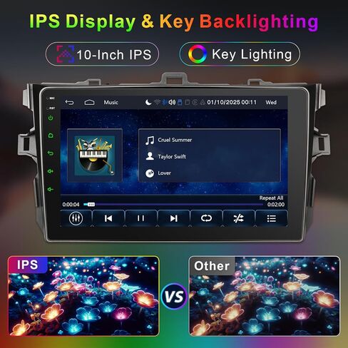 Car Radio Stereo for Toyota Corolla 2009 2010 2011 2012 2013, 9 Inch Touch Screen Wireless CarPlay Android Auto, GPS AM FM Radio/SWC Bluetooth Linux in Kuwait