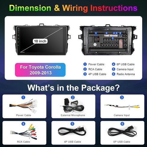Car Radio Stereo for Toyota Corolla 2009 2010 2011 2012 2013, 9 Inch Touch Screen Wireless CarPlay Android Auto, GPS AM FM Radio/SWC Bluetooth Linux in Kuwait