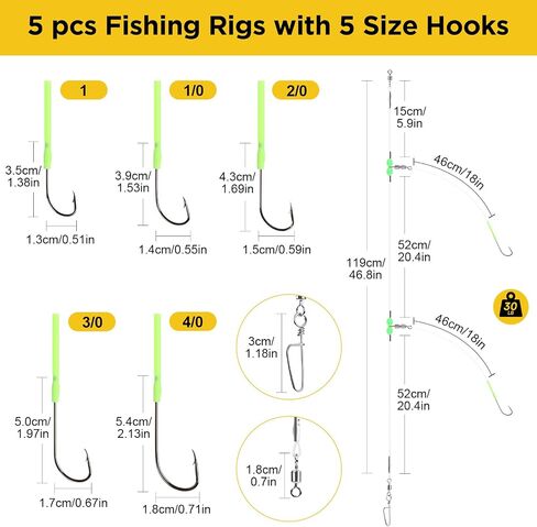 DONQL 5pcs Sea Fishing Rigs, Pre Tie Flapper Rig for Catfish Sole Red in Saudi Arabia