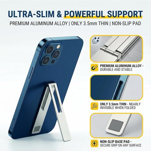 4 Pcs Ultra-Thin Adjustable Metal Phone Kickstand,Portable Stick-On Phone Case Stand Attachment,Foldable Cell Phone Holder,Universal Horizontal Vertical Phone Holder,for Phone,Tablet, in Saudi Arabia