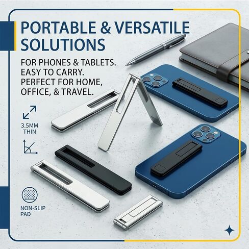 4 Pcs Ultra-Thin Adjustable Metal Phone Kickstand,Portable Stick-On Phone Case Stand Attachment,Foldable Cell Phone Holder,Universal Horizontal Vertical Phone Holder,for Phone,Tablet, in Saudi Arabia