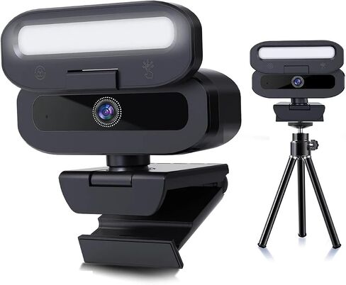 B09-4K 4K Webcam with Privacy Shutter & Fill Light, USB, 1.5M Cable & Type-C Adapter, Flexible Mount for Li in Kuwait