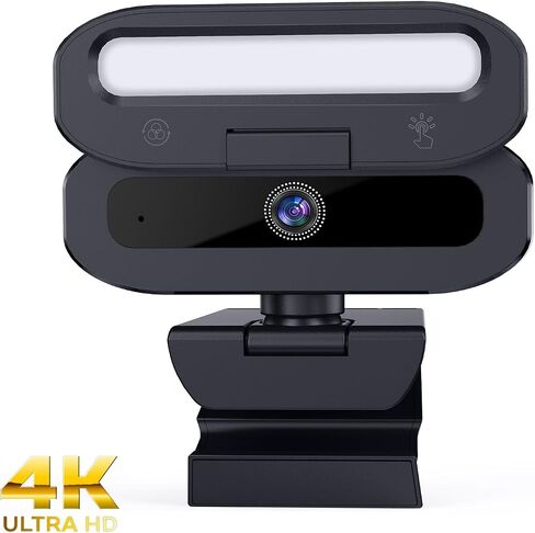 B09-4K 4K Webcam with Privacy Shutter & Fill Light, USB, 1.5M Cable & Type-C Adapter, Flexible Mount for Li in Kuwait