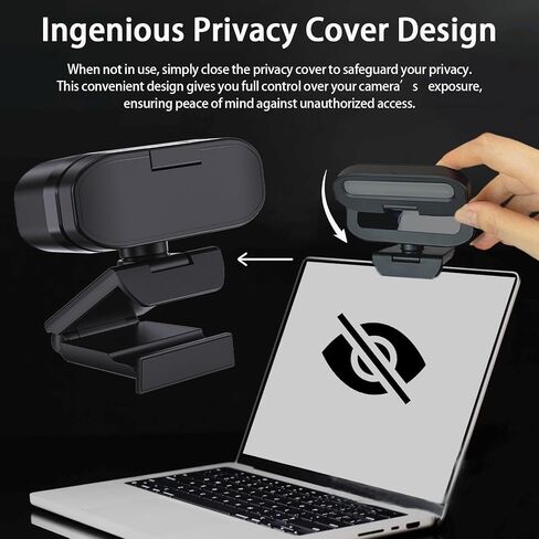 B09-4K 4K Webcam with Privacy Shutter & Fill Light, USB, 1.5M Cable & Type-C Adapter, Flexible Mount for Li in Kuwait